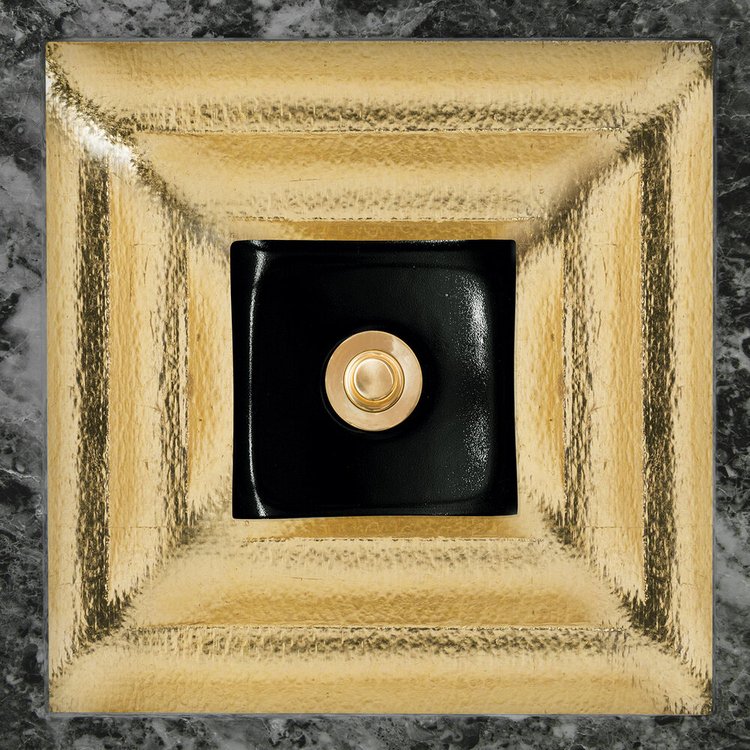 Linkasink Bathroom Sinks - Artisan Glass - AG10E-04GLD - Églomisé Square - Gold with Black Window - Undermount - OD: 16.5" x 16.5" x 4" - ID: 14" x 14" - Drain: 1.5"